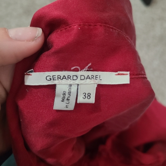 Gerard Darel Red Burgundy Elegant Silk Button Up Shirt - Picture 4 of 5